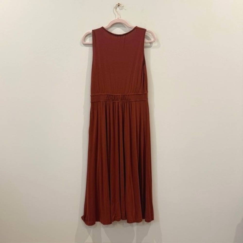 Boden Elina Jersey Ruched Midi Dress Rust Terracotta Empire Waist | Size US 6 - Picture 14 of 16
